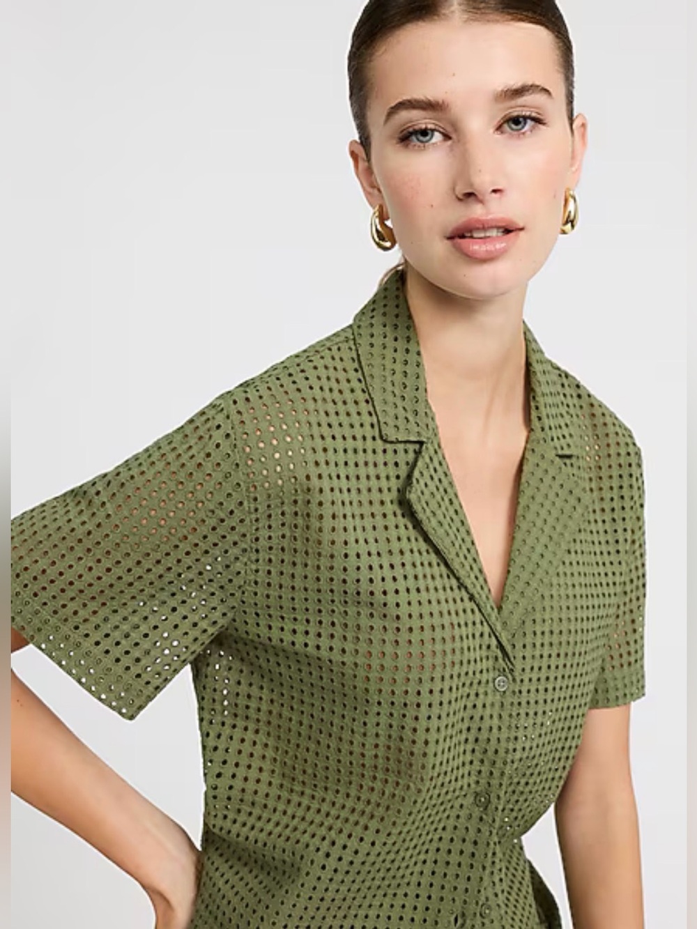 Never Worn Cotton Eyelet Short Sleeve Shirt